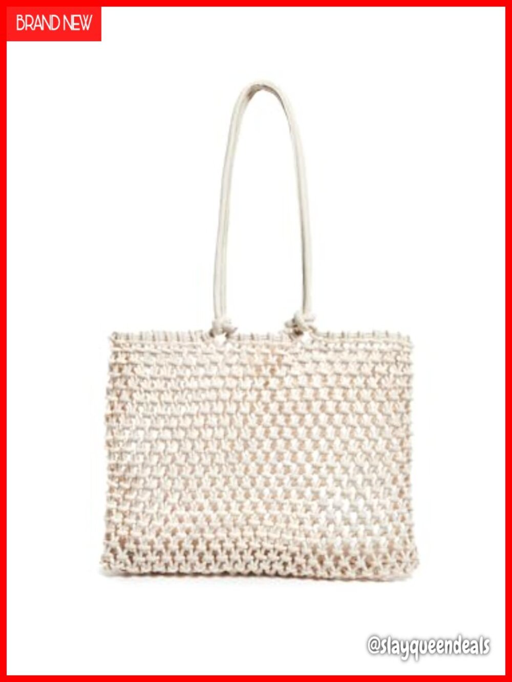 Crochet Tote Bag with Leather Handles Satchel Style